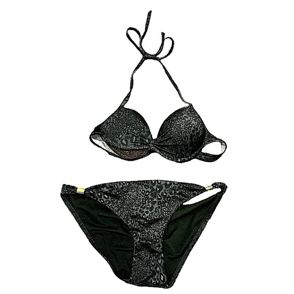 Victoria secret cheetah print black gray bikini size medium - Picture 1 of 4